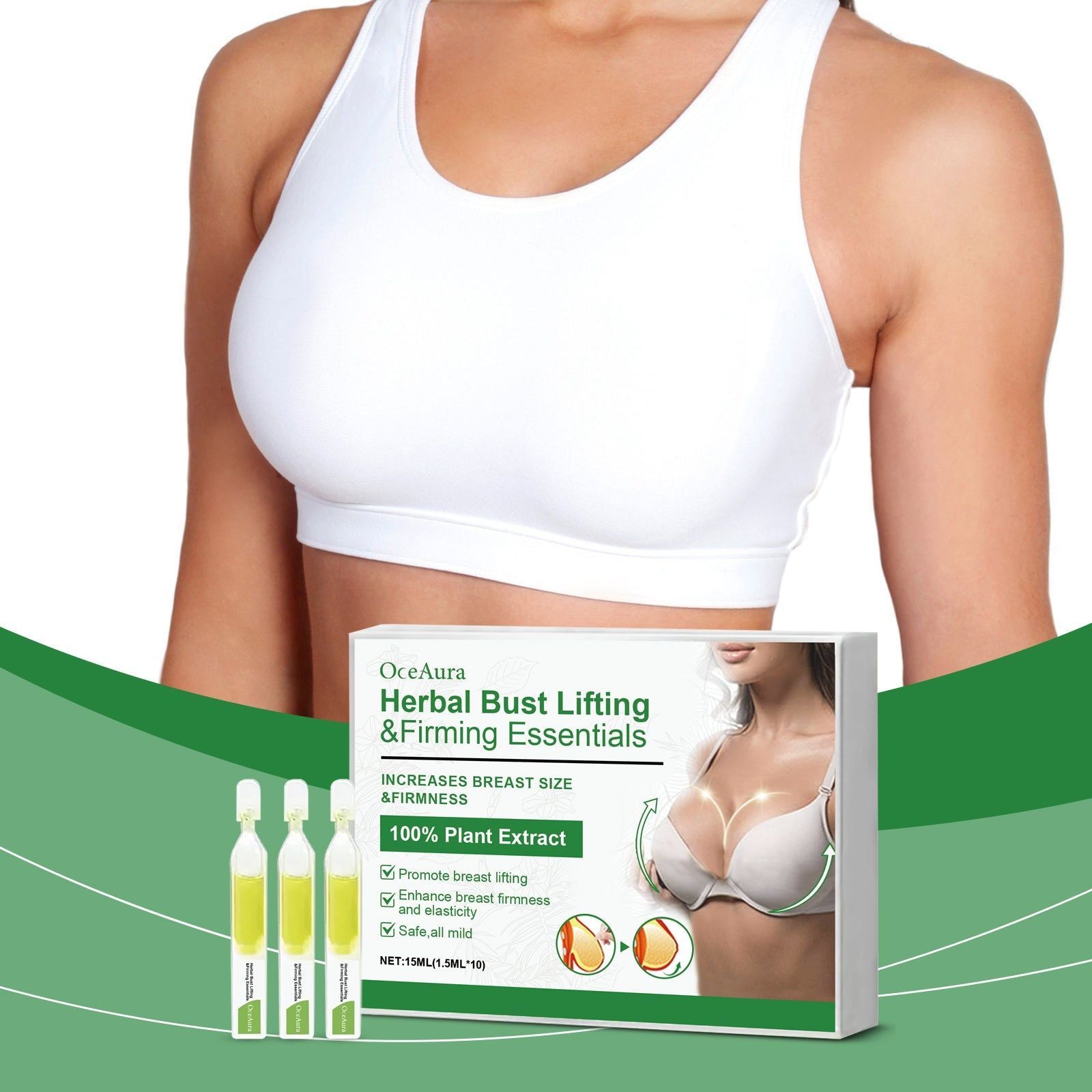 Breast Massage Serum, Body Care, Firming, Nourishing, Volumizing, Natural Herbal Essence ,1.5ml*10pcs
