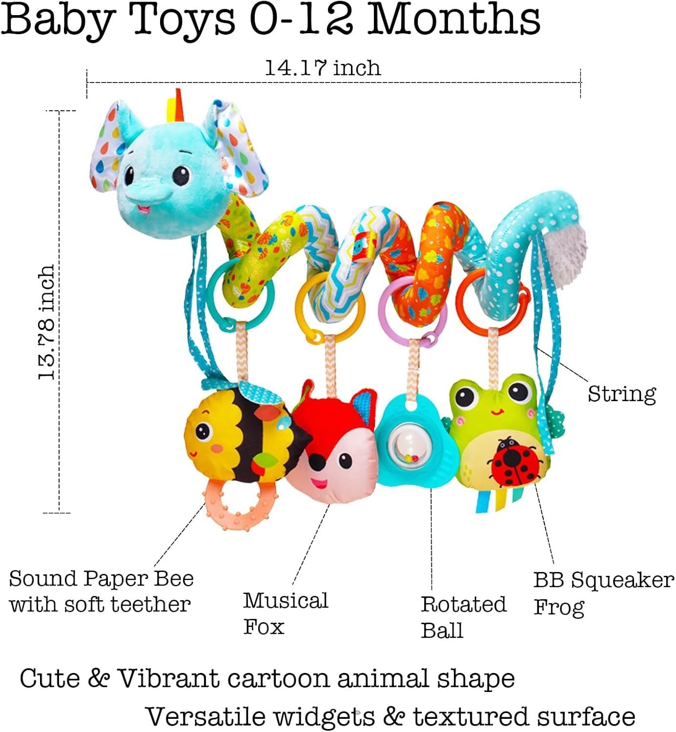 Stroller Toys Car Seat Toys for Babies 0-6 Months Infants Activity Spiral Hanging Crib Toy Gift