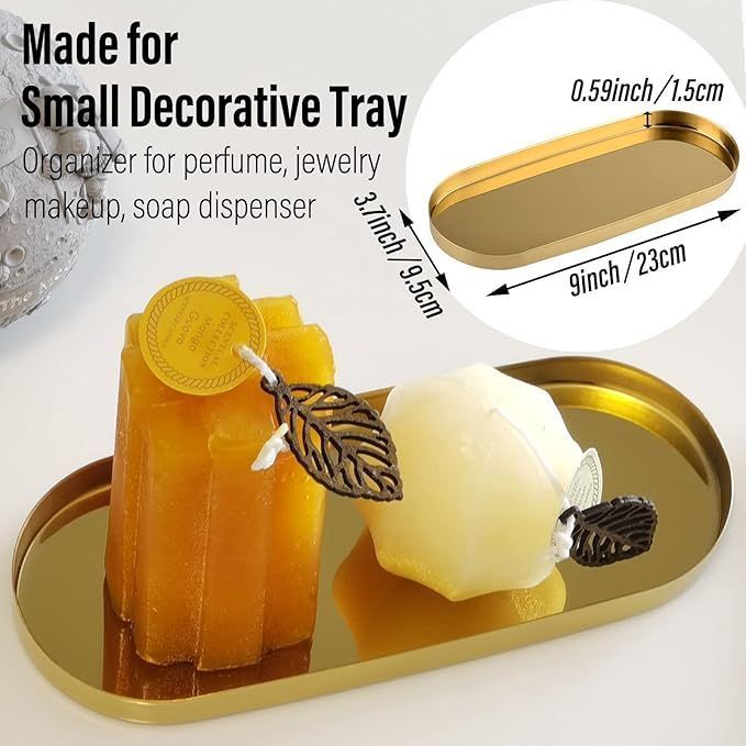 Golden Storage Tray Home Decorative Plate for Jewelry Candle Cosmetic Food
