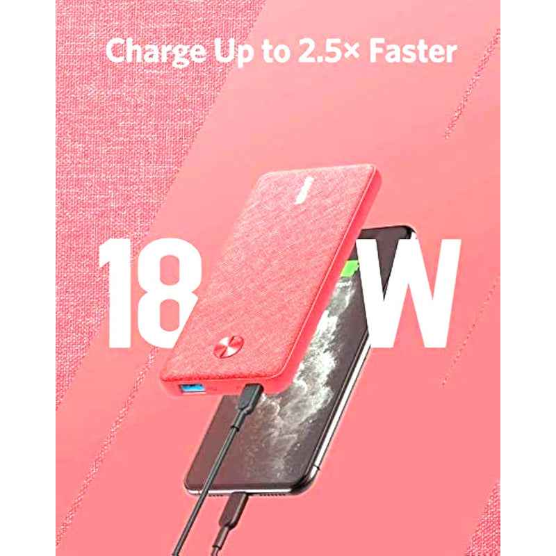 Anker PowerCore III Slim 18W 10000 PD, Fabric Pink