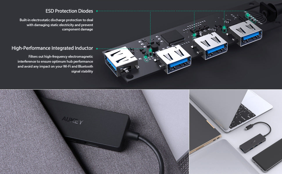 Aukey CB-C64 USB-C to 4-port USB3.0 A Hub