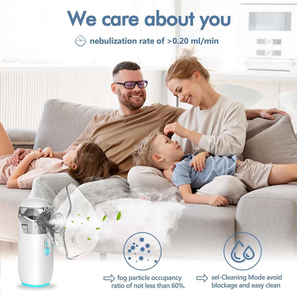 Nebulizer Non-Ventilatory Rechargeable Portable Nebulizer for Adults Kids