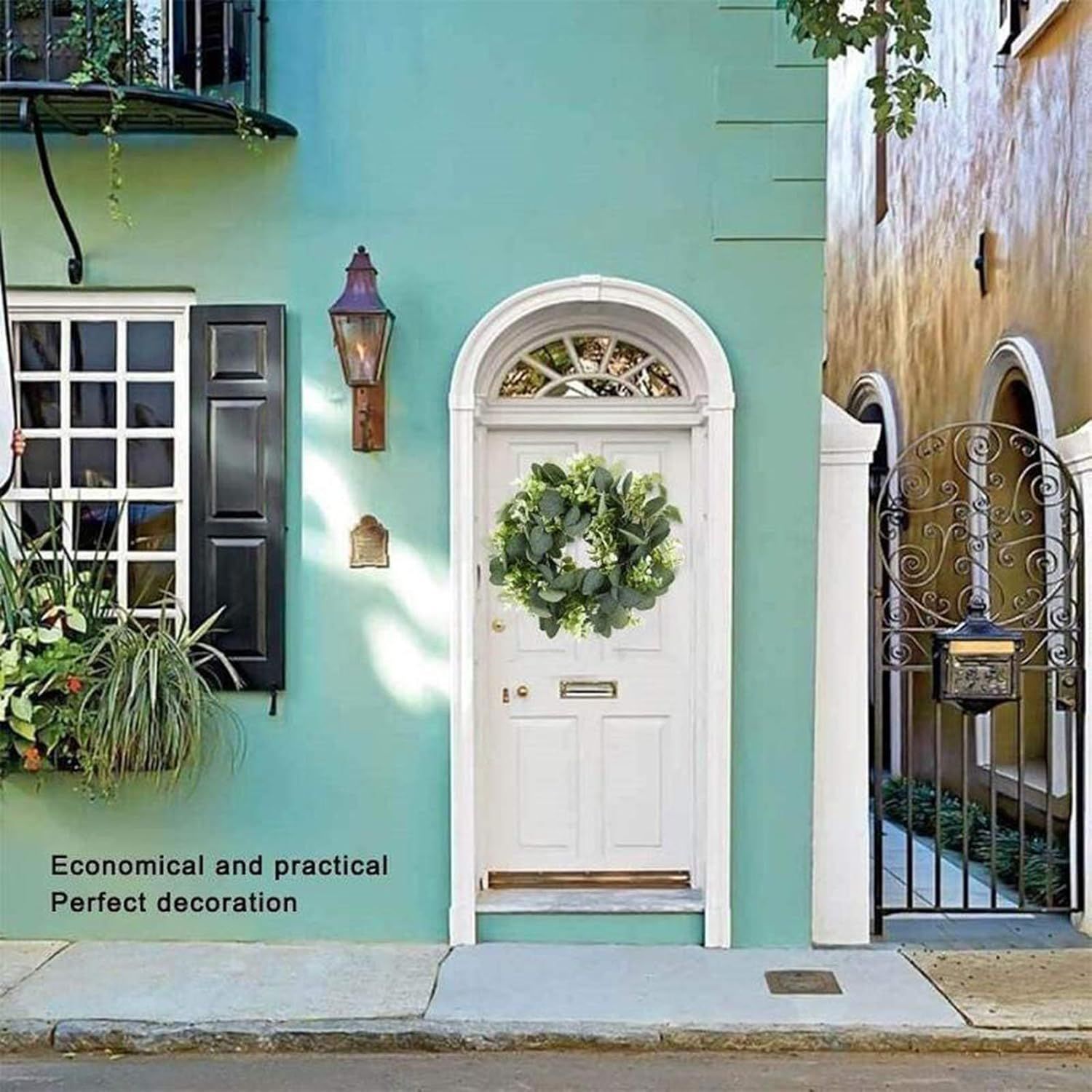 Artificial Eucalyptus Wreath 12inch Artificial Green Leaves Wreath for Front Door