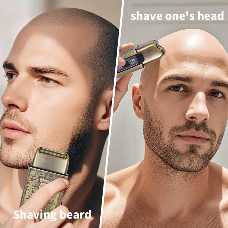 Copper Electric Hair Clipper and Foil Shaver with USB Charging, 6 Combs
