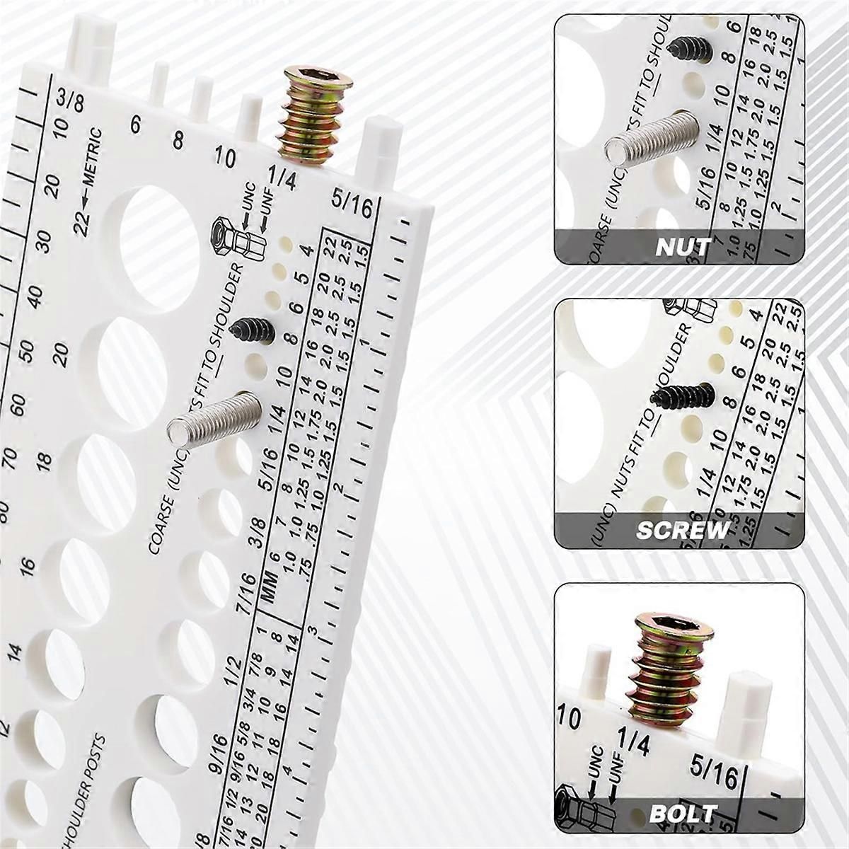 3Pcs Nut Bolt Thread Gauge Plastic Metric and Standard Sizer Tool