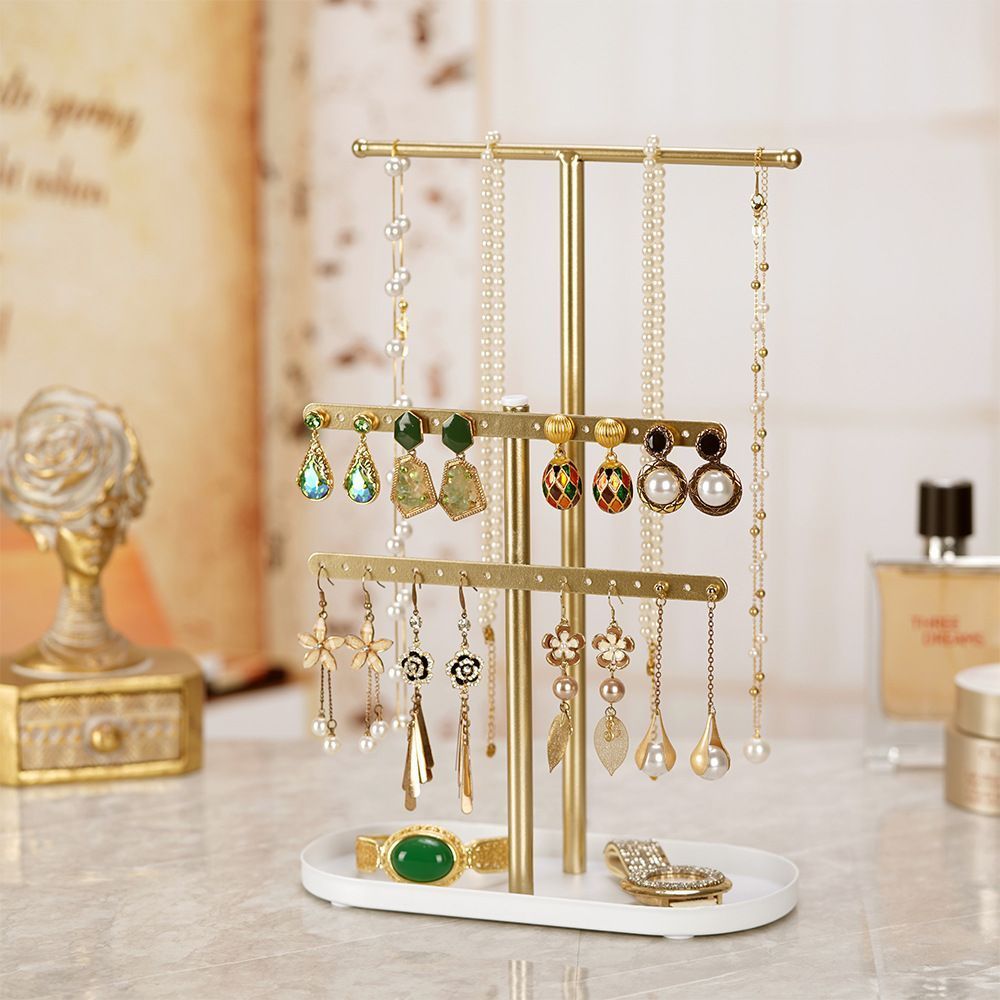 Jewelry Display Stand Jewelry Organizer 3 Tiered Decor Portable Tray