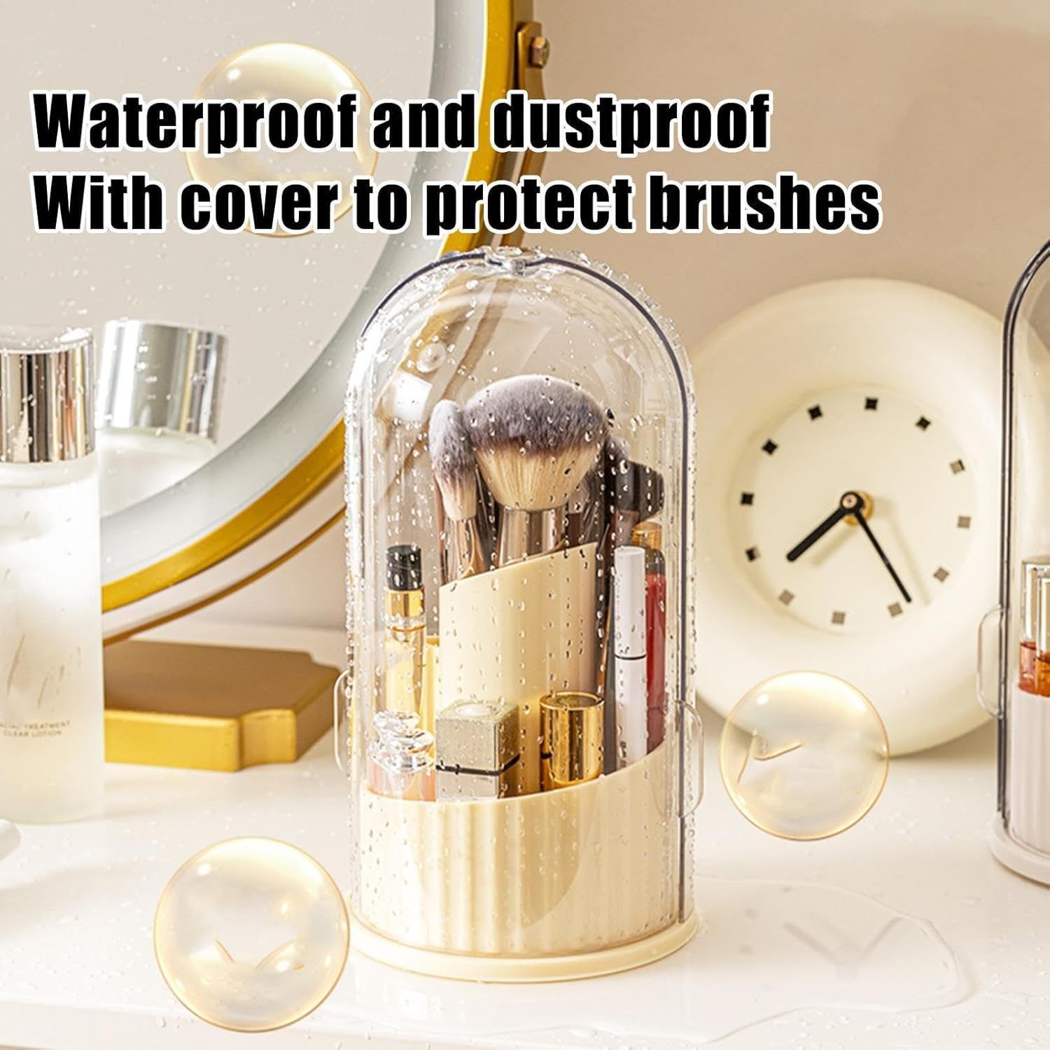 Make Up Brush Holder Organizer Lipstick Storage Box 360 Degree Rotation Dustproof Containers