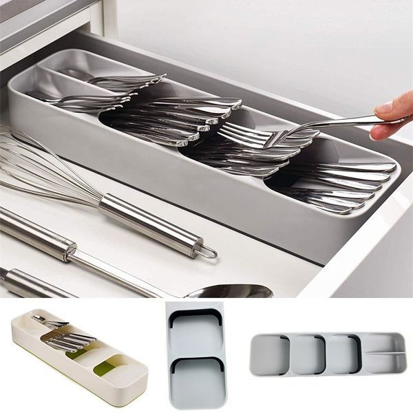 Cutlery Storage Box Tableware Organizer Kitchen Flatware Drawer Tray Forks Knives Storage Box
