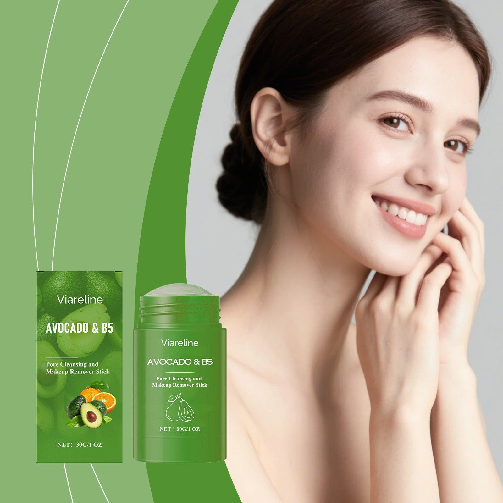 Avocado B5 Facial Cleansing Stick, Gentle Makeup Remover, Moisturizing, Easy to Use ,30g