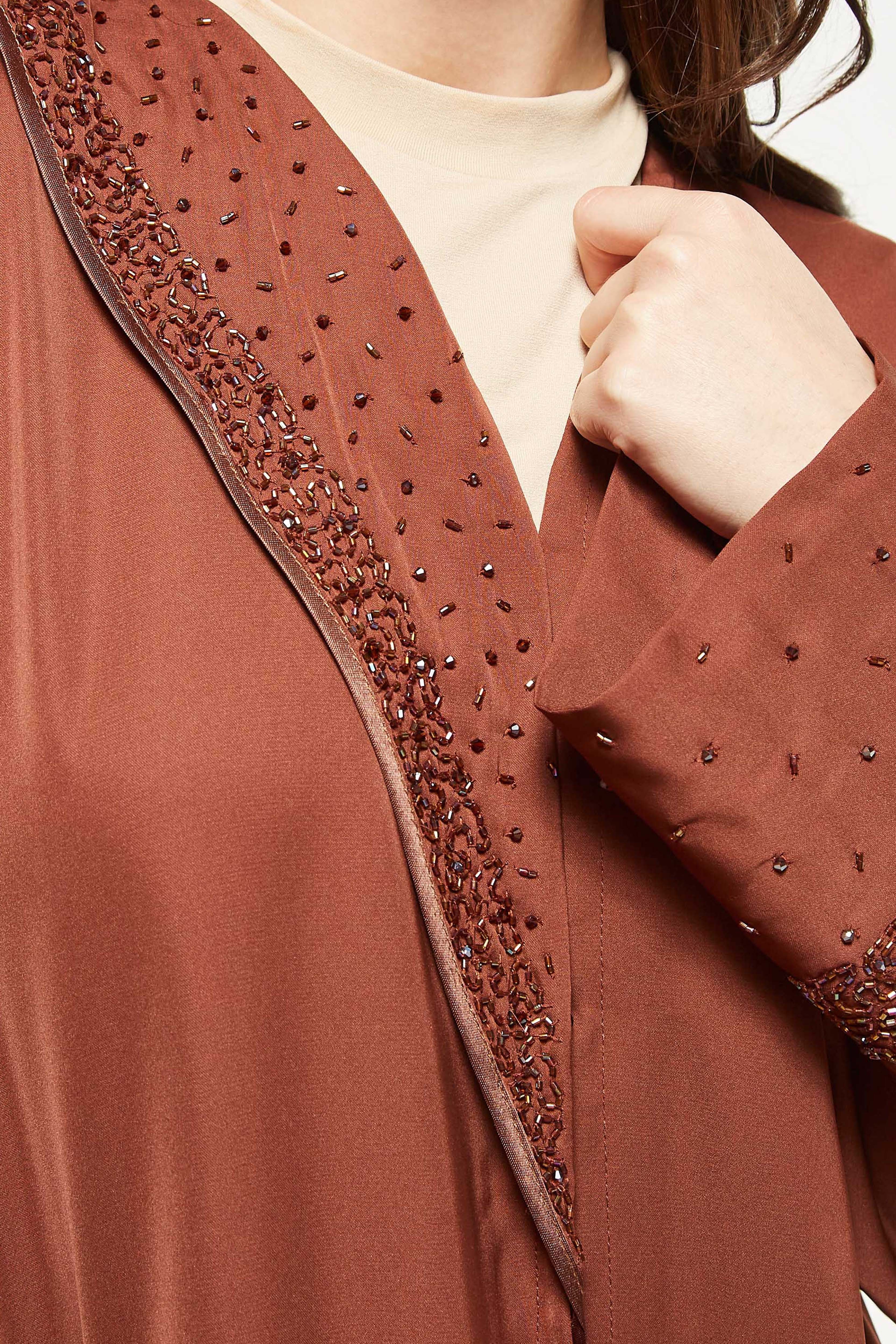 MOiSTREET Embellished Abaya with Sheila