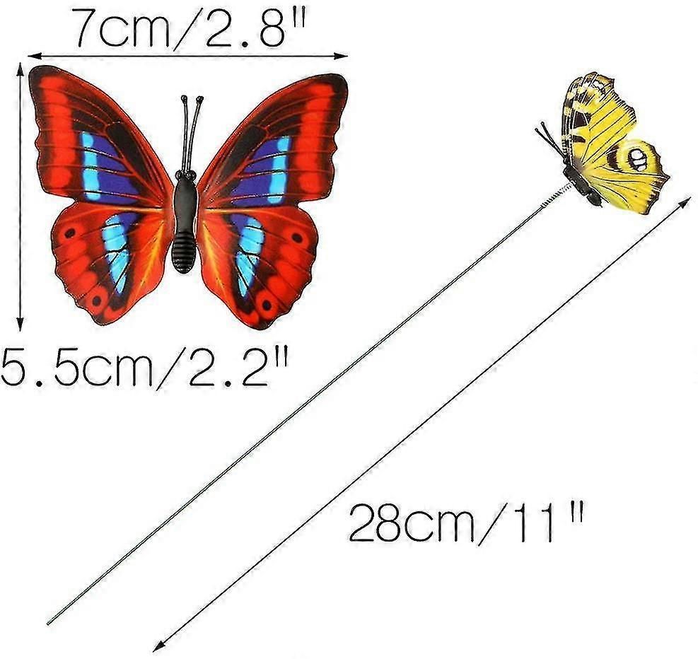 Lot Of 50 Colorful Butterflies Of 7 Cm For Garden Decoration On Butterfly Sticks