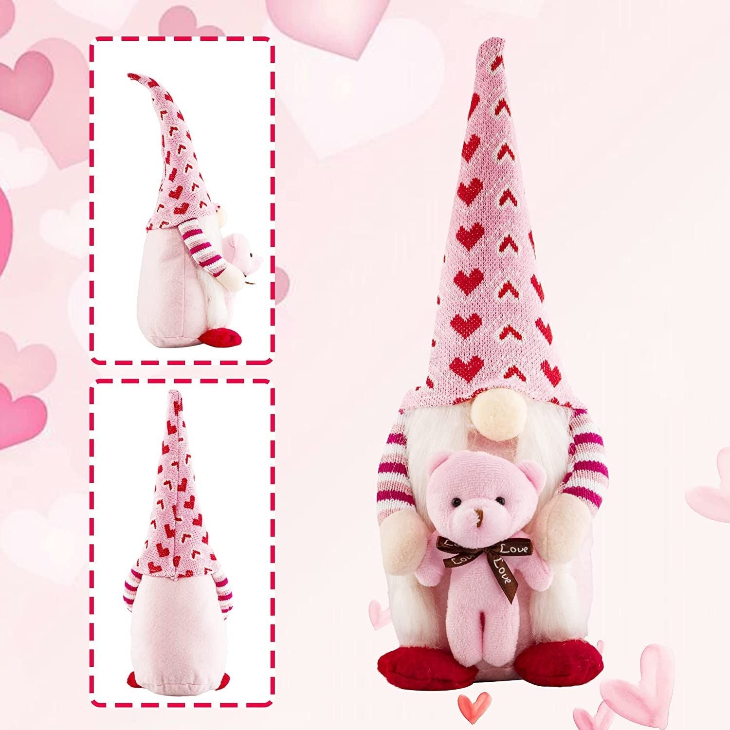 2pcs Gnome Plush Doll Valentine Decorations Faceless Rudolph Table Ornament