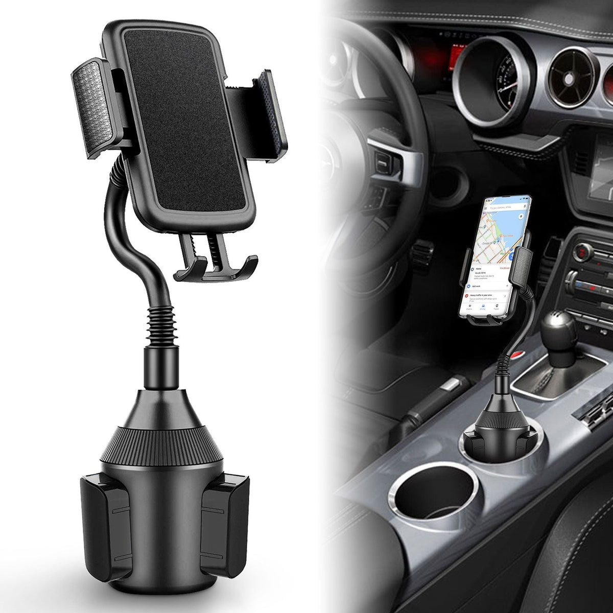 360 Degrees Adjustable Phone Mount Car Cup Holder Stand Cradle Phone Bracket With Smart Release Button