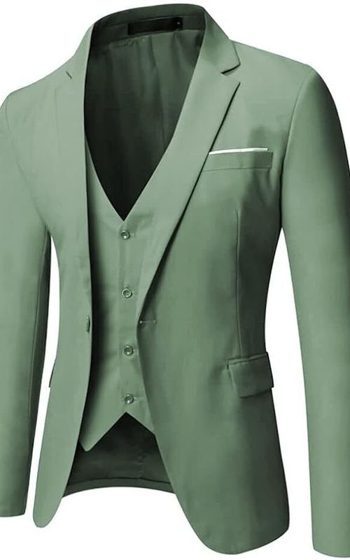 Pastel Green Coat Pant Vest Tuxedo, Elegant Formal Attire for Weddings