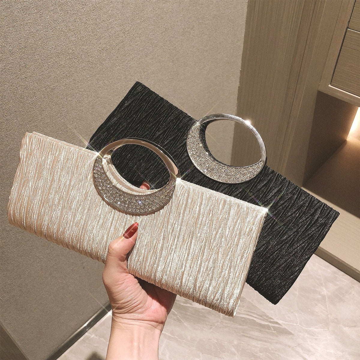 Women Elegant Clutch Purse Rhinestones Wedding Handbag Evening Bag