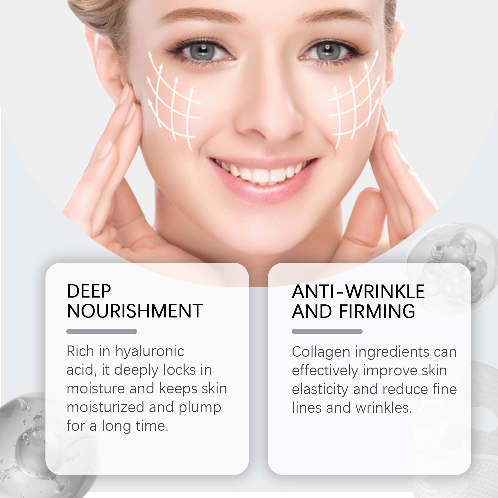 Collagen Mask, Moisturizing Replenishing, Anti-Aging, Hydrating, Firming, 3-in-1 Skin Care ,4pcs