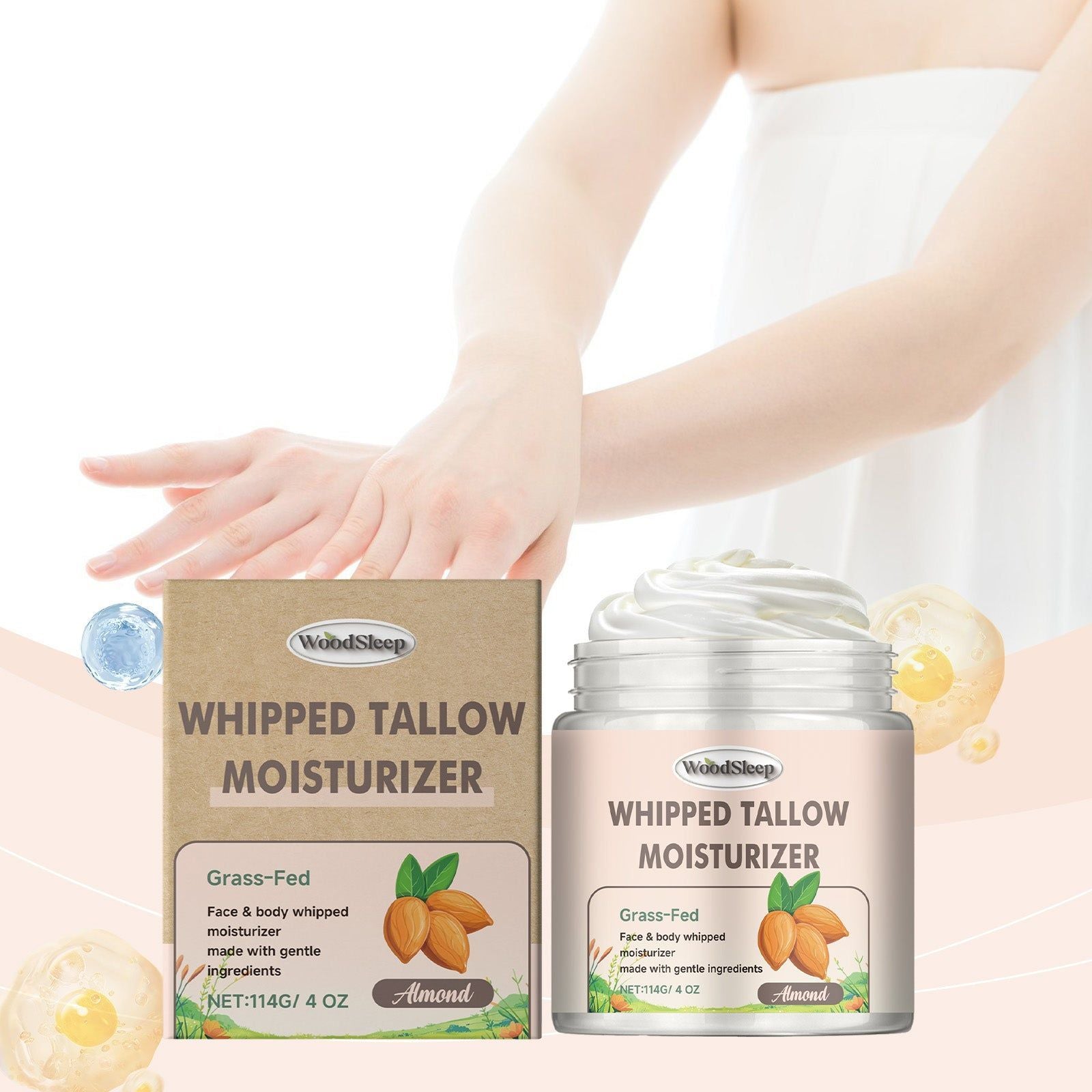 Almond Tallow Moisturizer, Deep Hydrating, Non-Sticky, Skin Glow ,114g