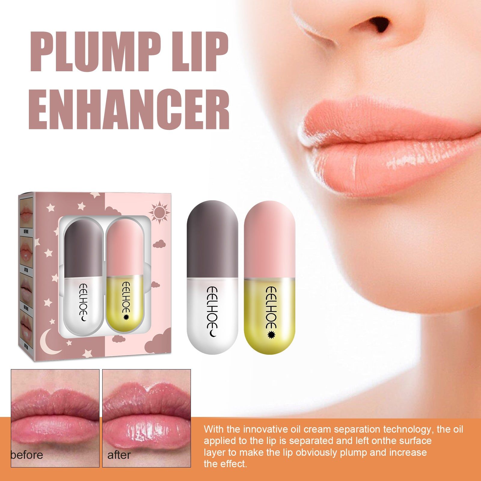 Lip Capsules, Make Your Lips Look Fuller and More Hydrated, Plump & Moisturize ,2pcs