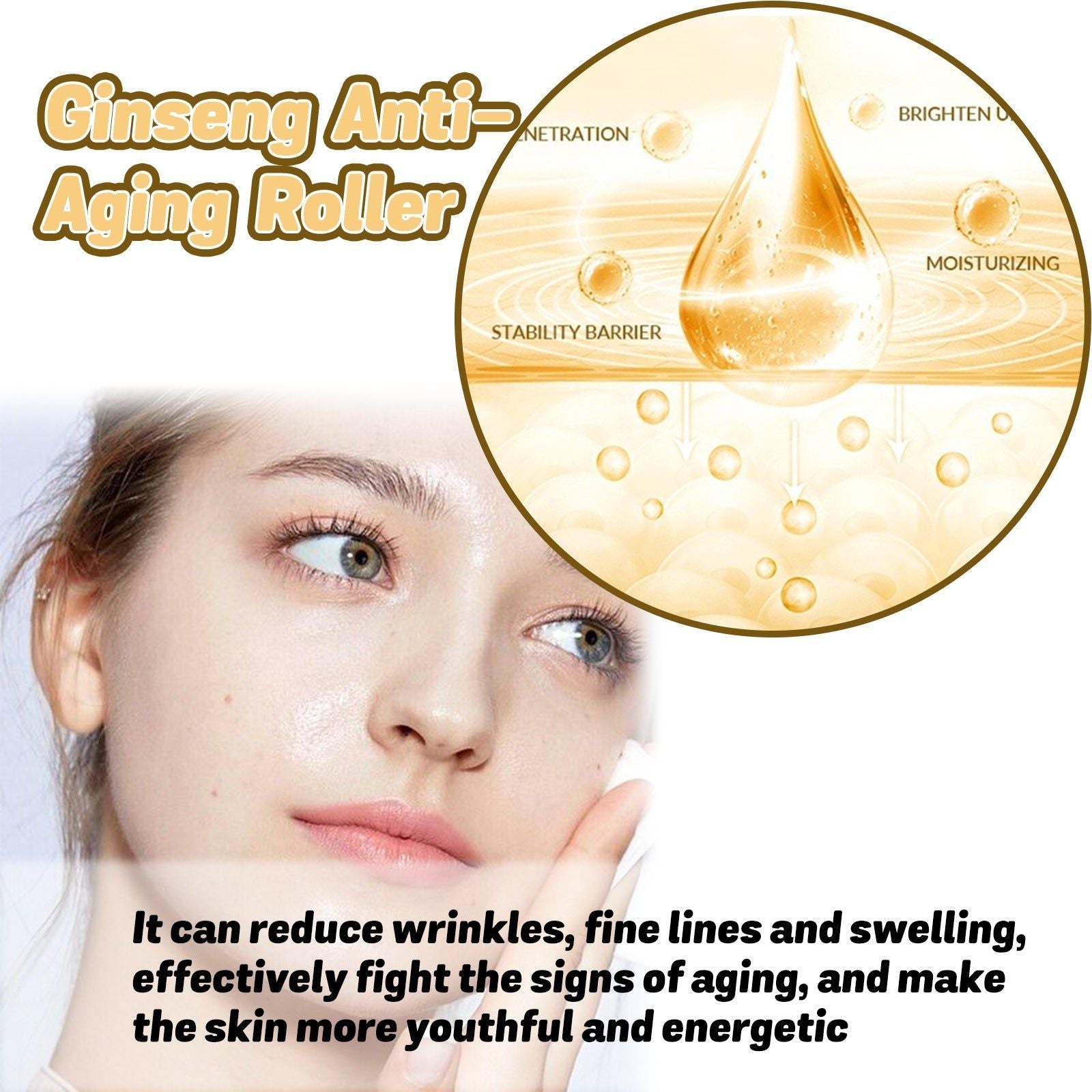 Revitalize Skin with Ginseng Anti-Aging Roller, Reduce Wrinkles, Boost Firmness ,8ml