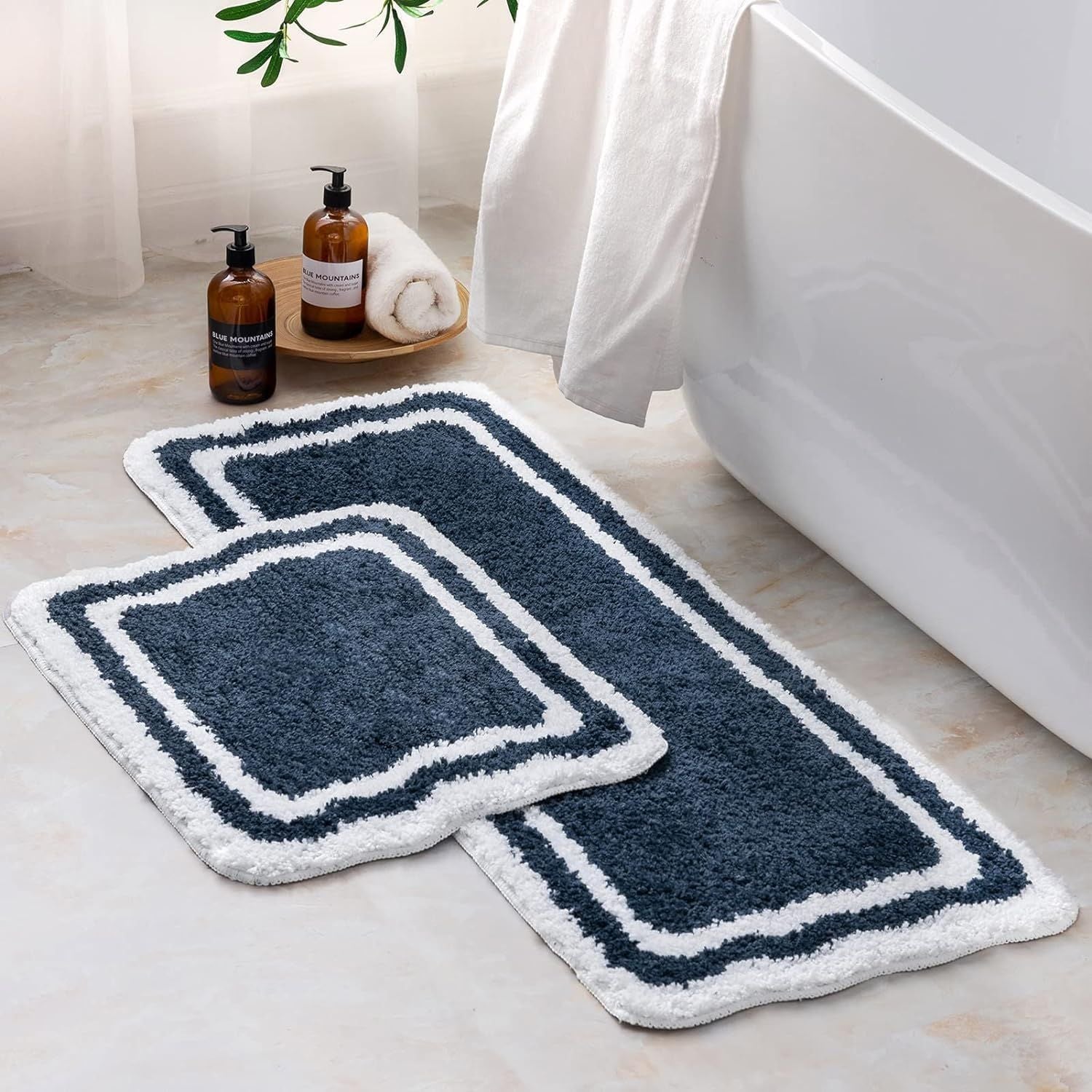 AIESY® Set of 2 Beautiful Luxury Rectangle Quick Dry Bath Mat