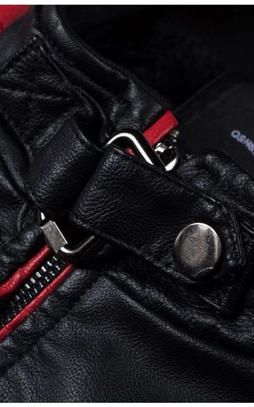 Men Motorcycle Leather Jacket Stand Collar Vintage Zipper Biker Coat Racer Outerwear