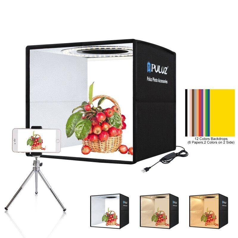 New MINI Folding Photographic Studio of 25cm, Softbox, Backlight, 3 Modes of Lig