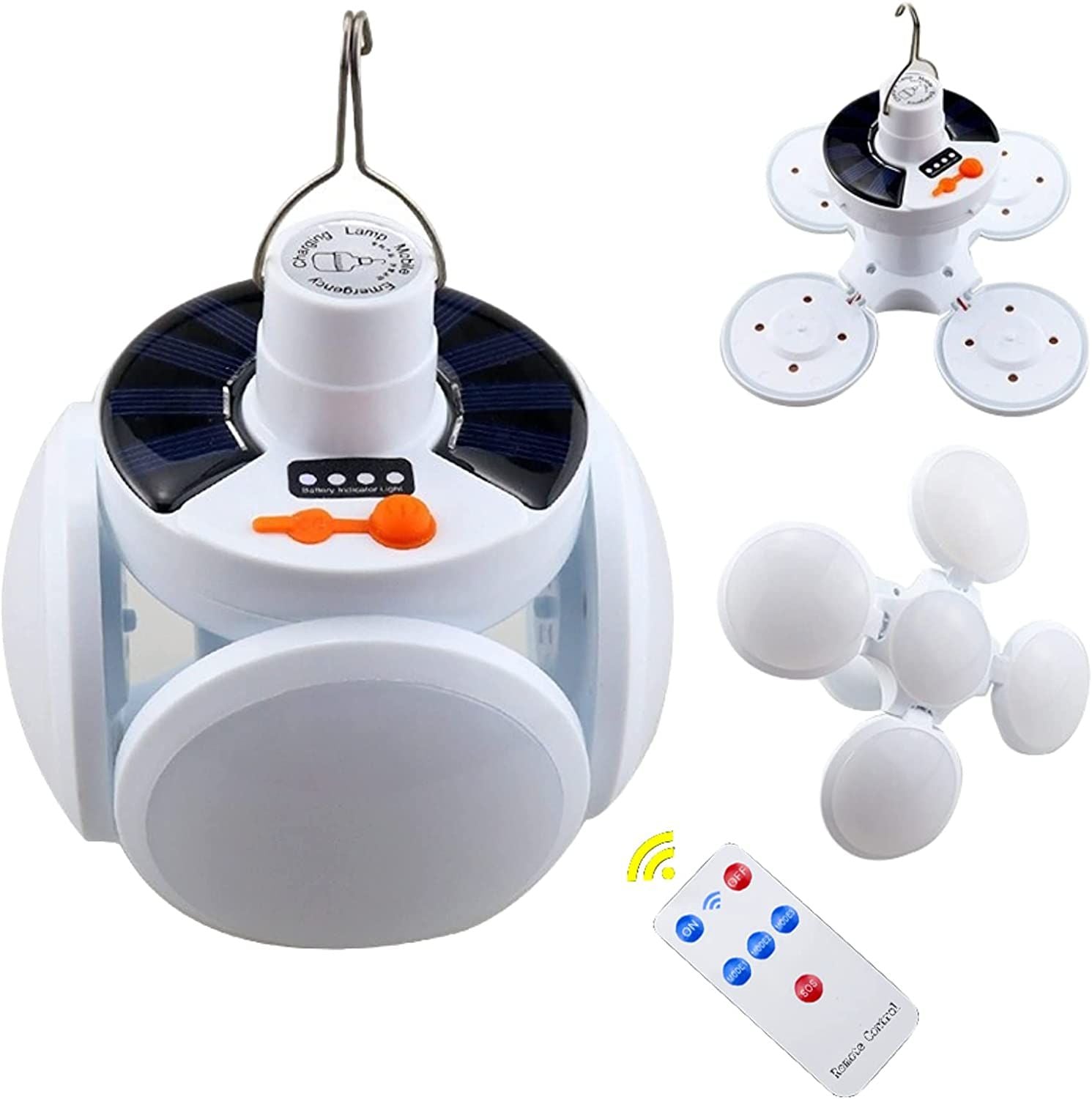 Outdoor Solar Camping Lantern Foldable Rechargeable Remote Control LED Light