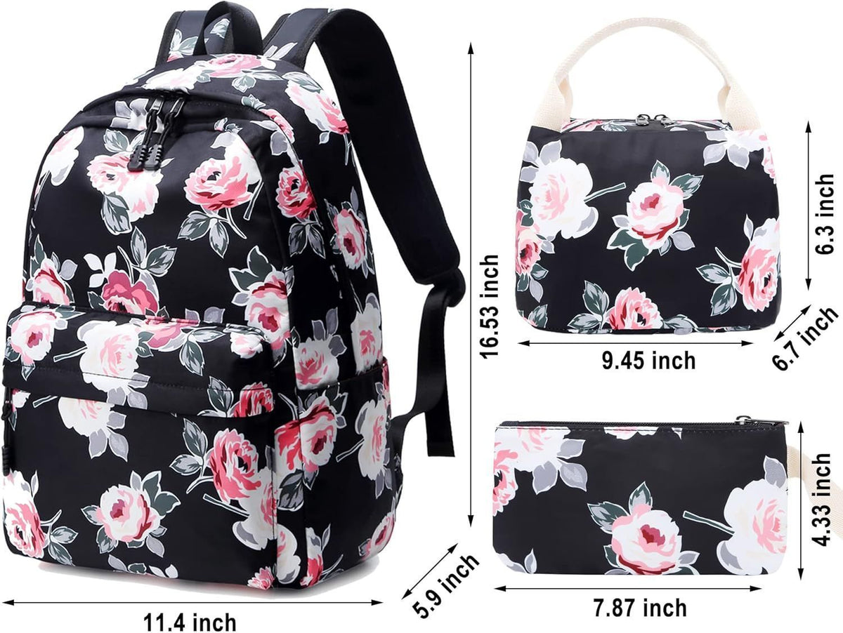 Teen Backpacks for Girls School Bags Student Bookbags with Lunch Box Pencil Case