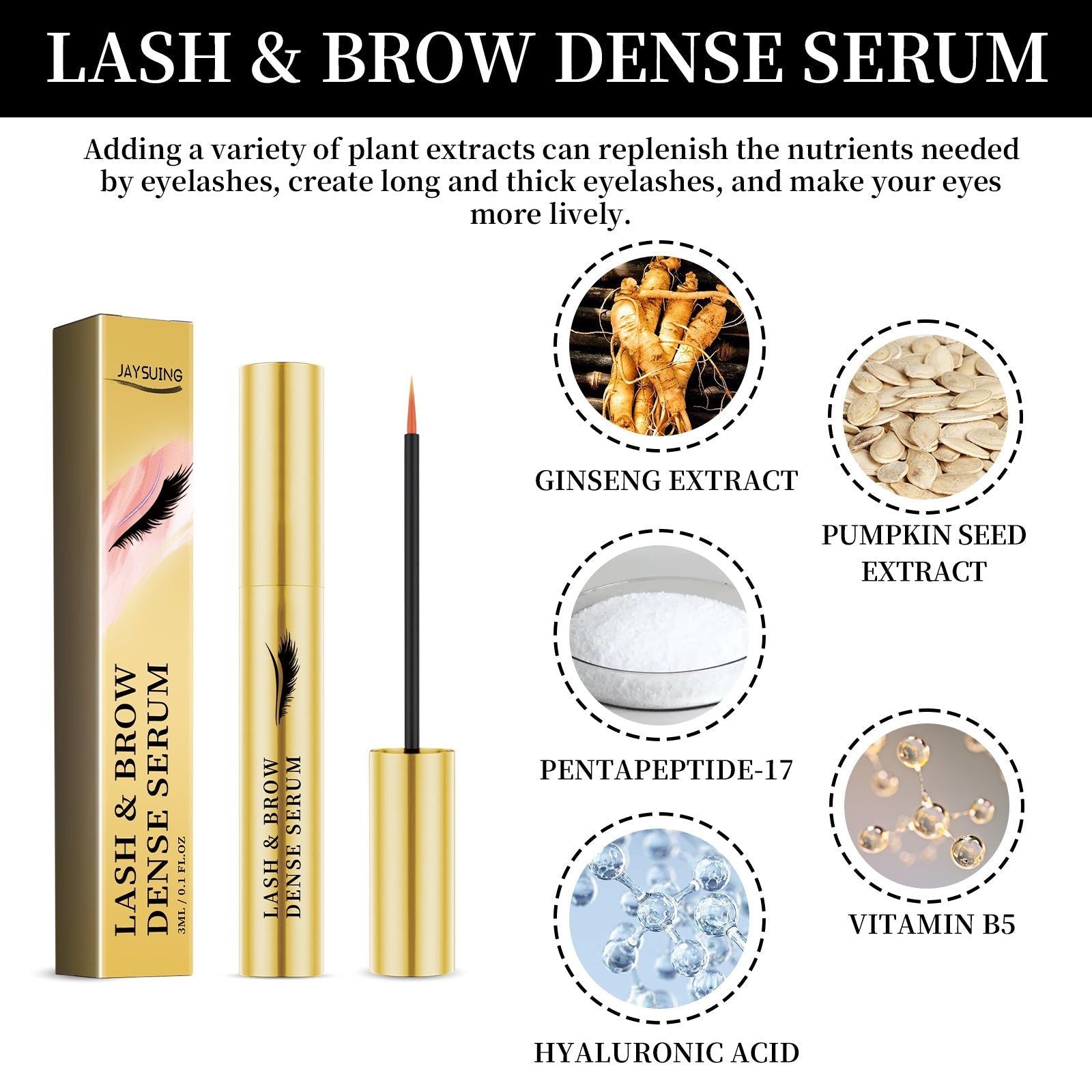 Boost Natural Length Lash & Brow Serum, Thick, Curled, Beautiful Eyelashes ,3ml