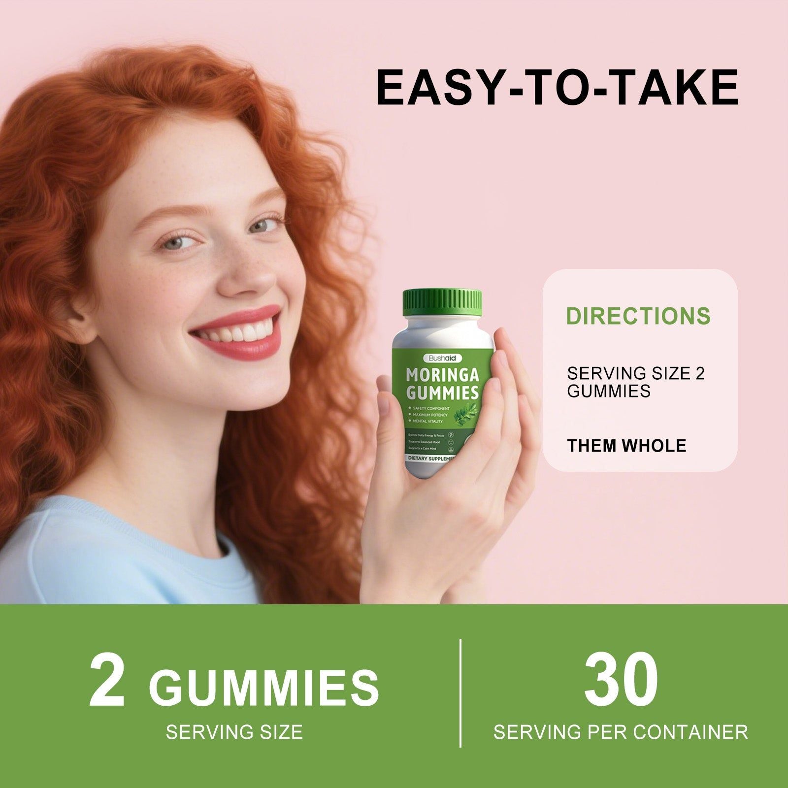 Boost Your Energy with Moringa Gummy Candies, Natural Personal Care, Stay Healthy ,60 gummies