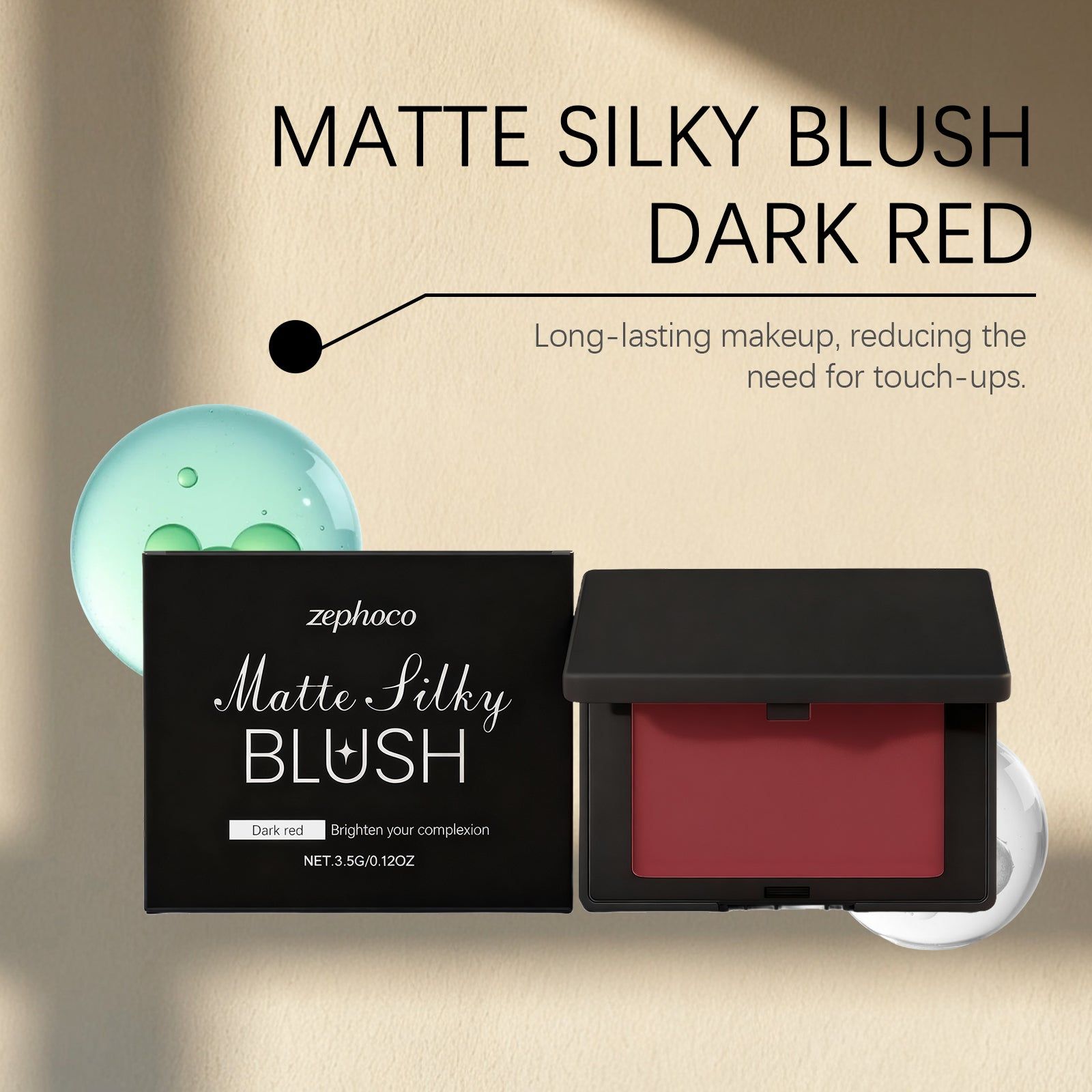 Ambient Blush, Matte Red, Long-Lasting, Water-Resistant, Easy Blend ,3.5g