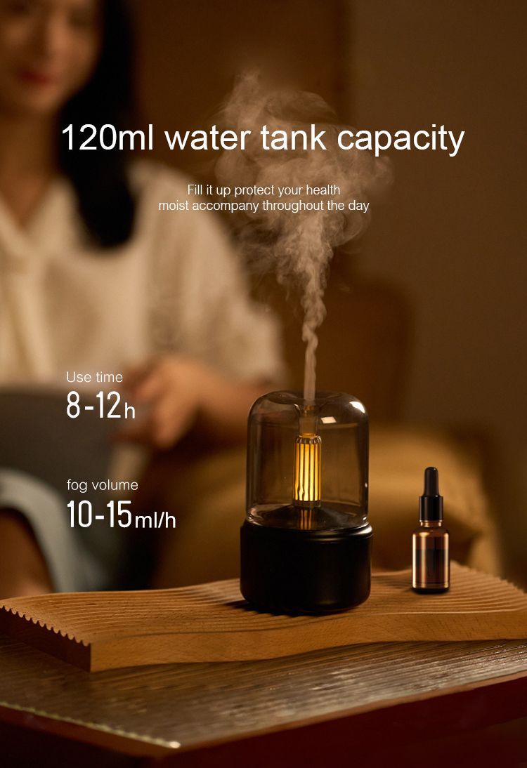 Atmosphere Light Humidifier Candlelight Portable Aroma Diffuser 120ml