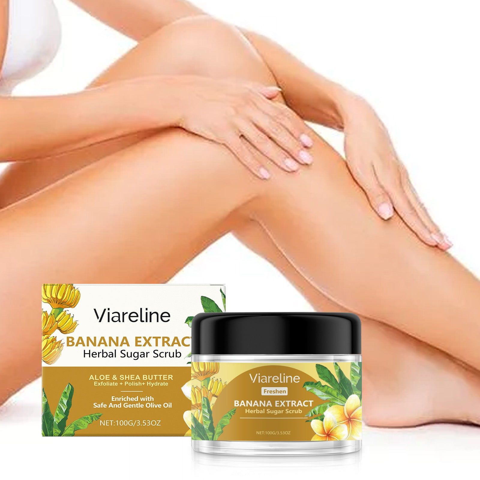 Banana Body Scrub, Hydrating Exfoliator for Smooth, Glowing Skin, Body Care ,100g/box