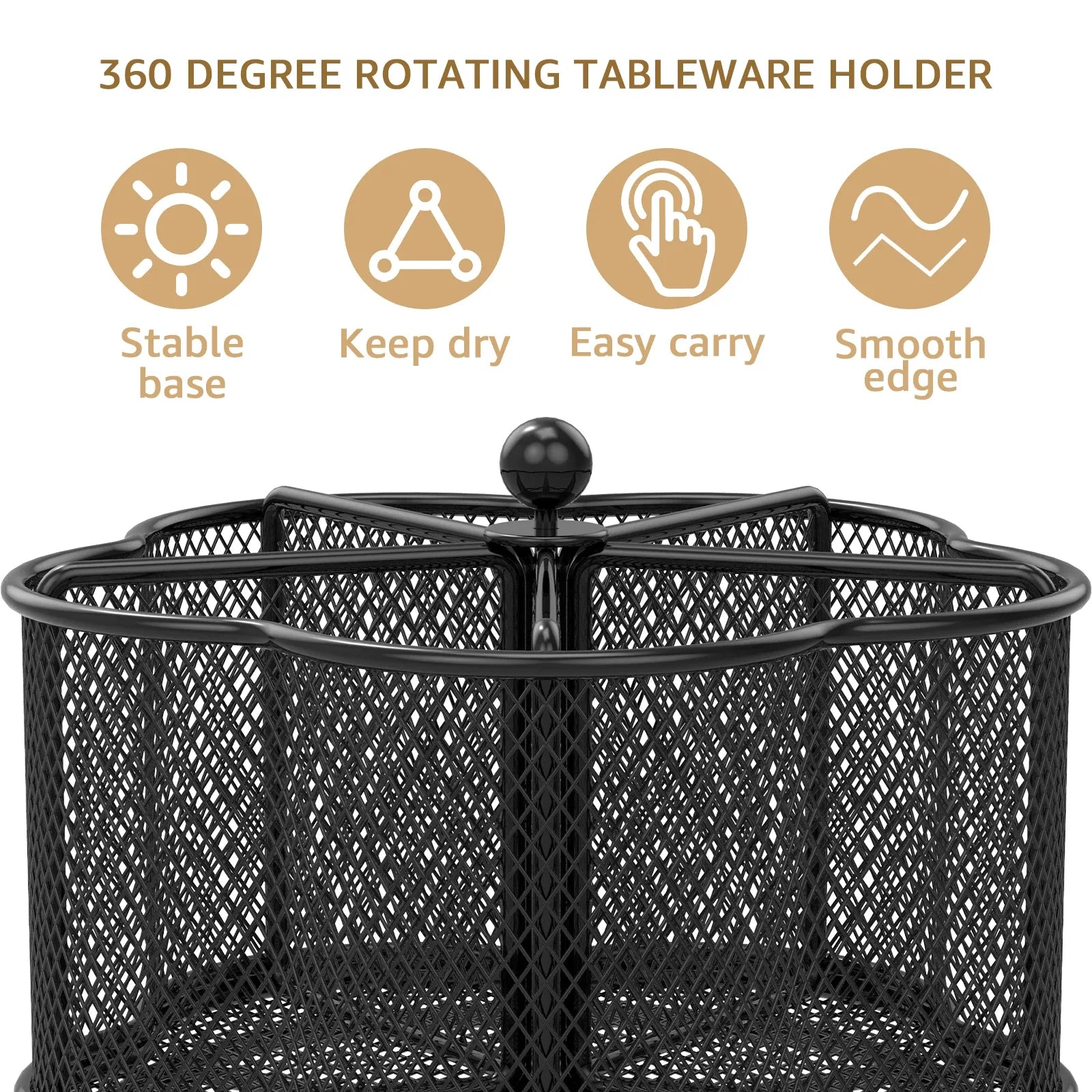360 Degree Rotate Pen Holder Mesh Desk Pen Organizer Cutlery Holder Flatware Storage Basket