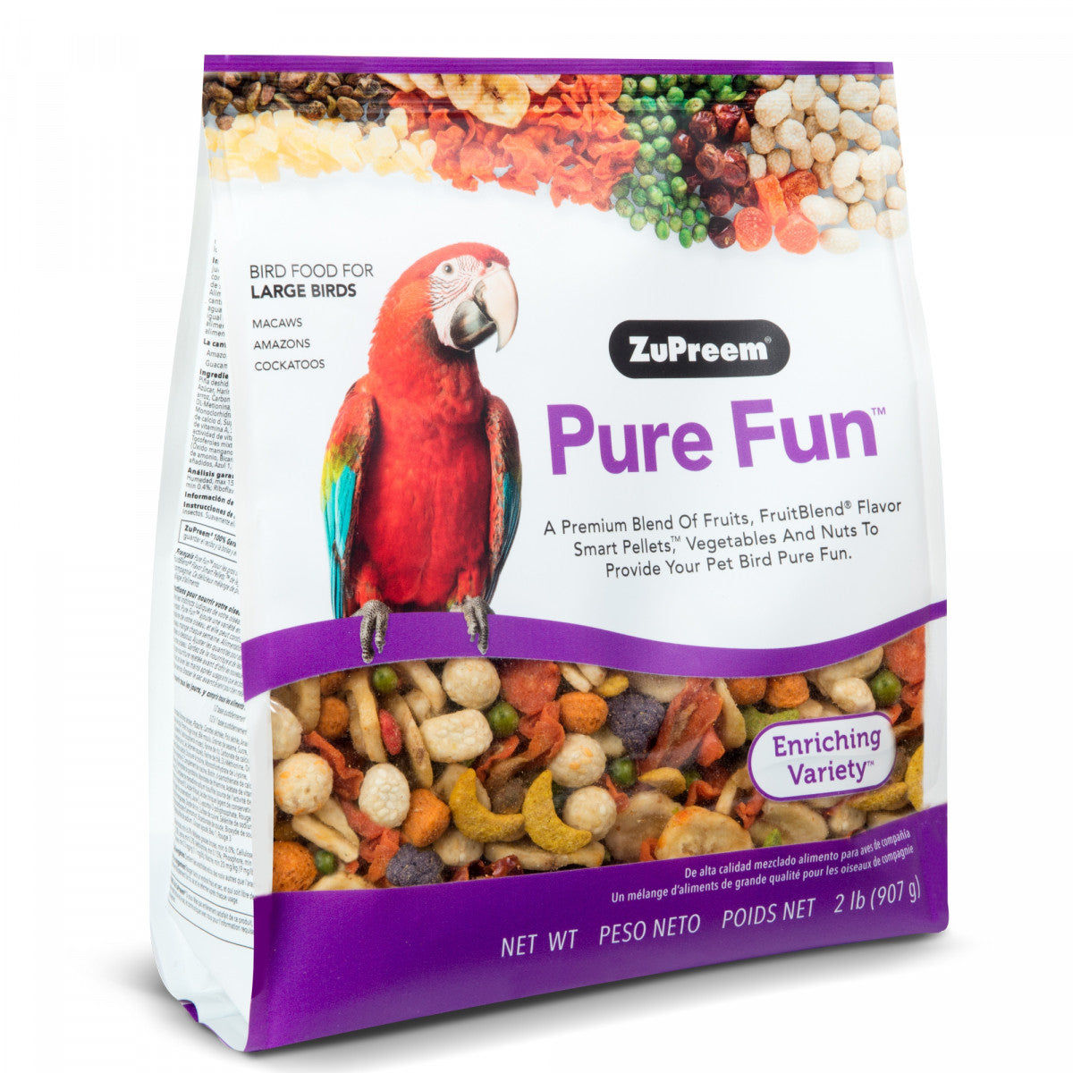 Zupreem Pure Fun bird food for Large birds- Parrots - (0.91kg)