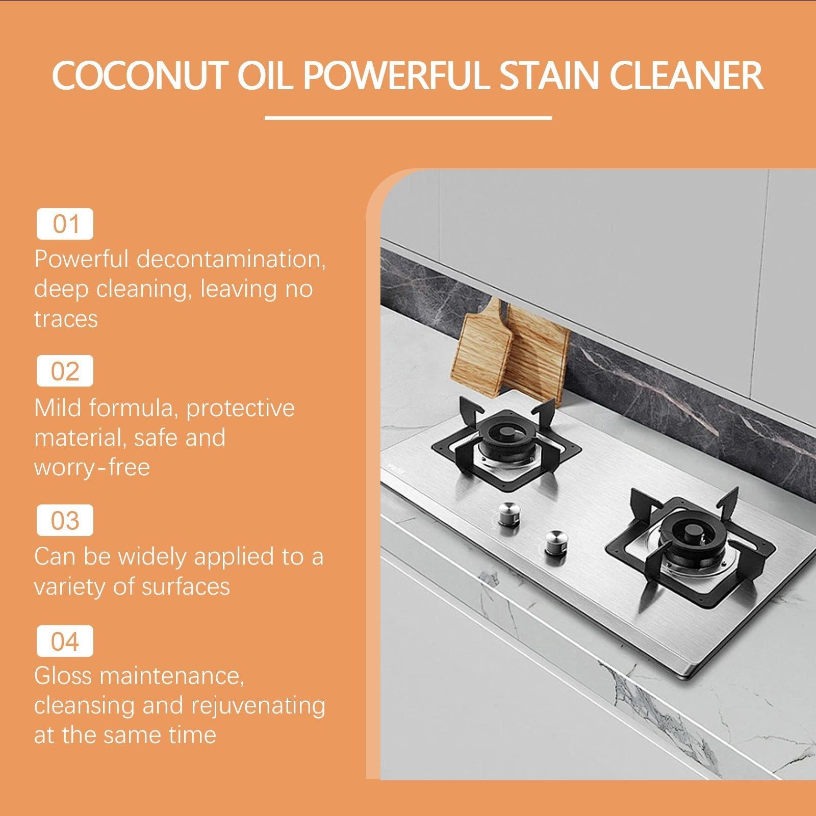 Coconut Oil Household Cleaning Paste, Multi-Purpose Stain Remover, Eco-Friendly Surface Cleaner ,1 set