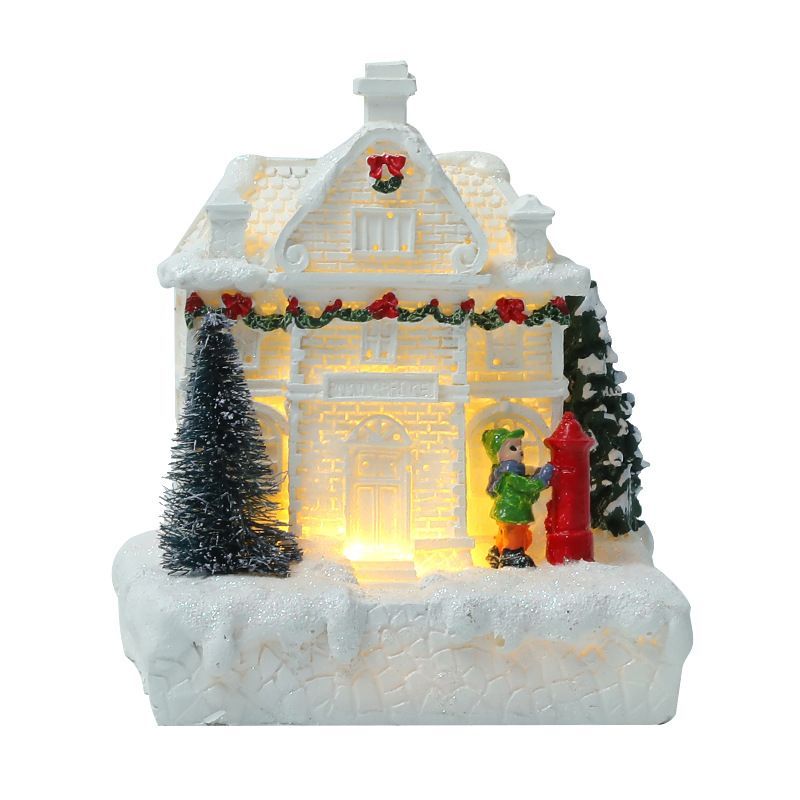 Glowing Little House Decoration Christmas Ornament Resin Snow House Gift