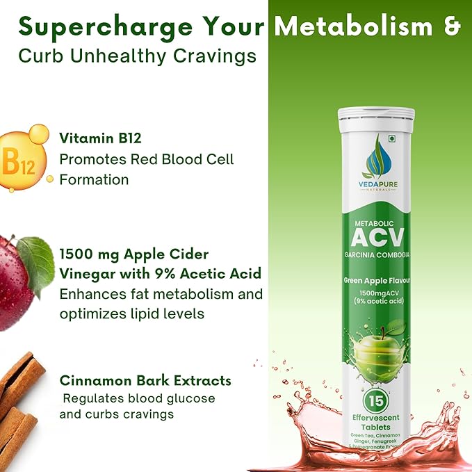 Vedapure Apple Cider Vinegar Green Apple 15 Tablets
