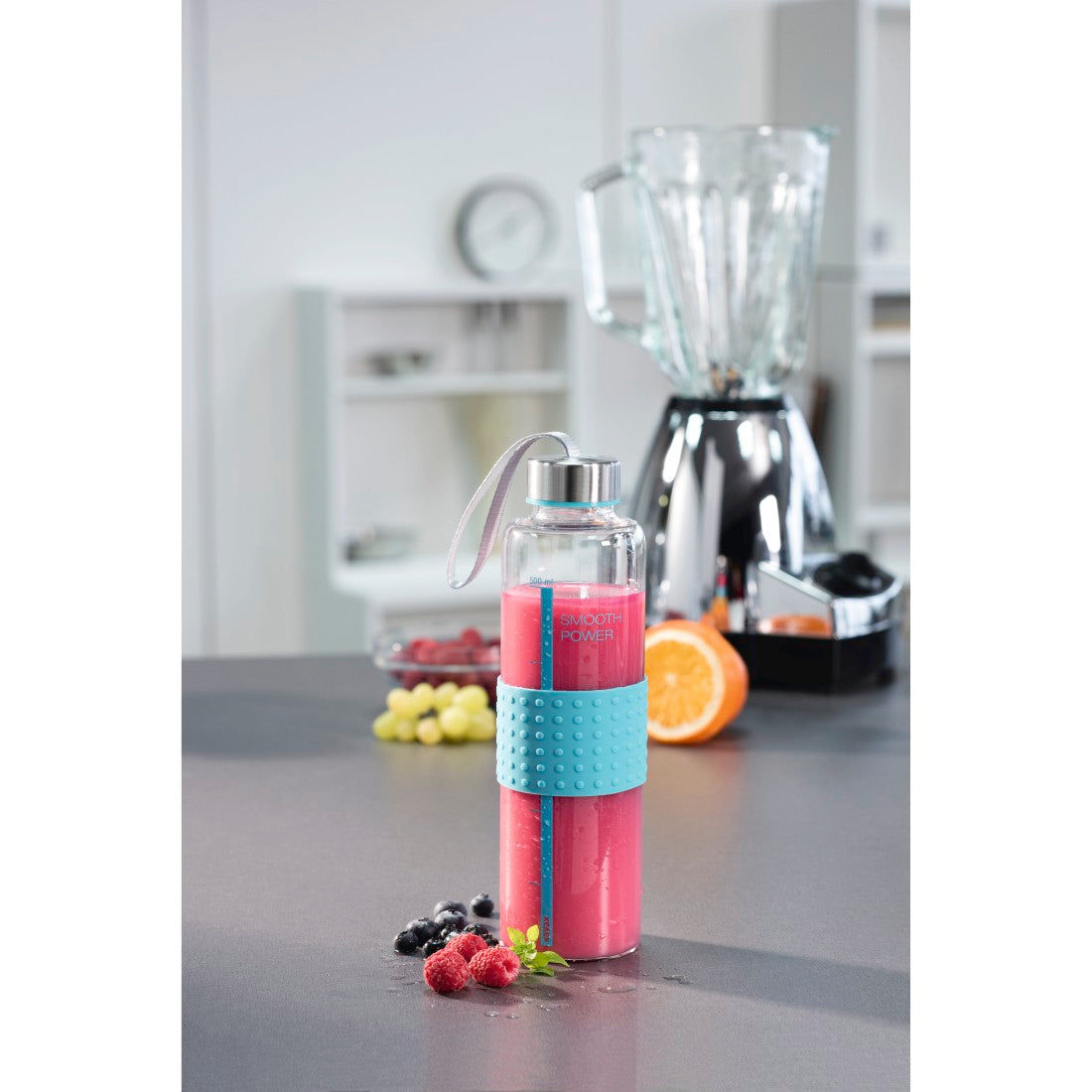 XAVAX 111599 "Smooth Power" Glass Drinking Bottle, 0.5 l, turquoise
