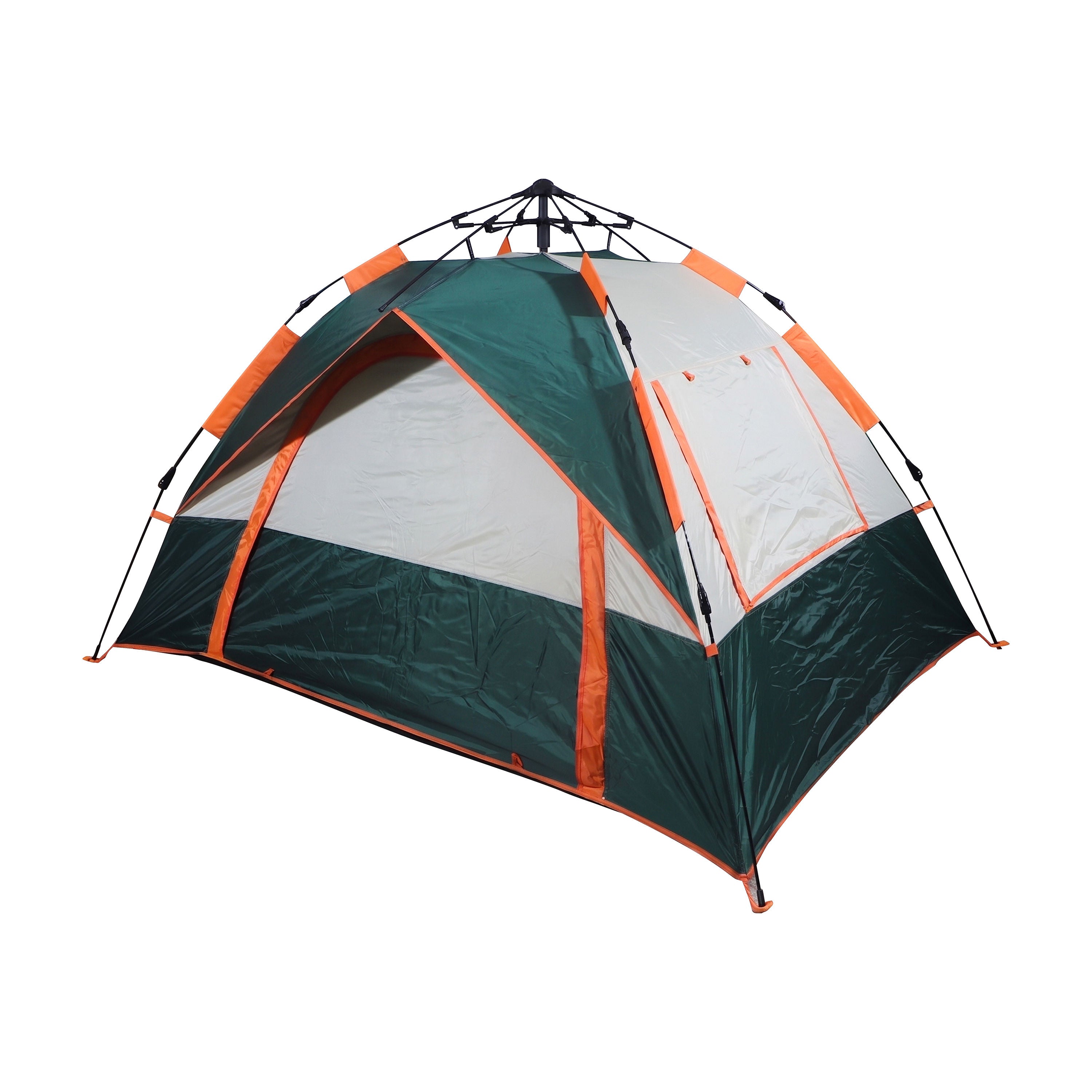 Automatic Pop-Up Hydraulic Camping Tent-Waterproof Outdoor Shelter, Green & Orange