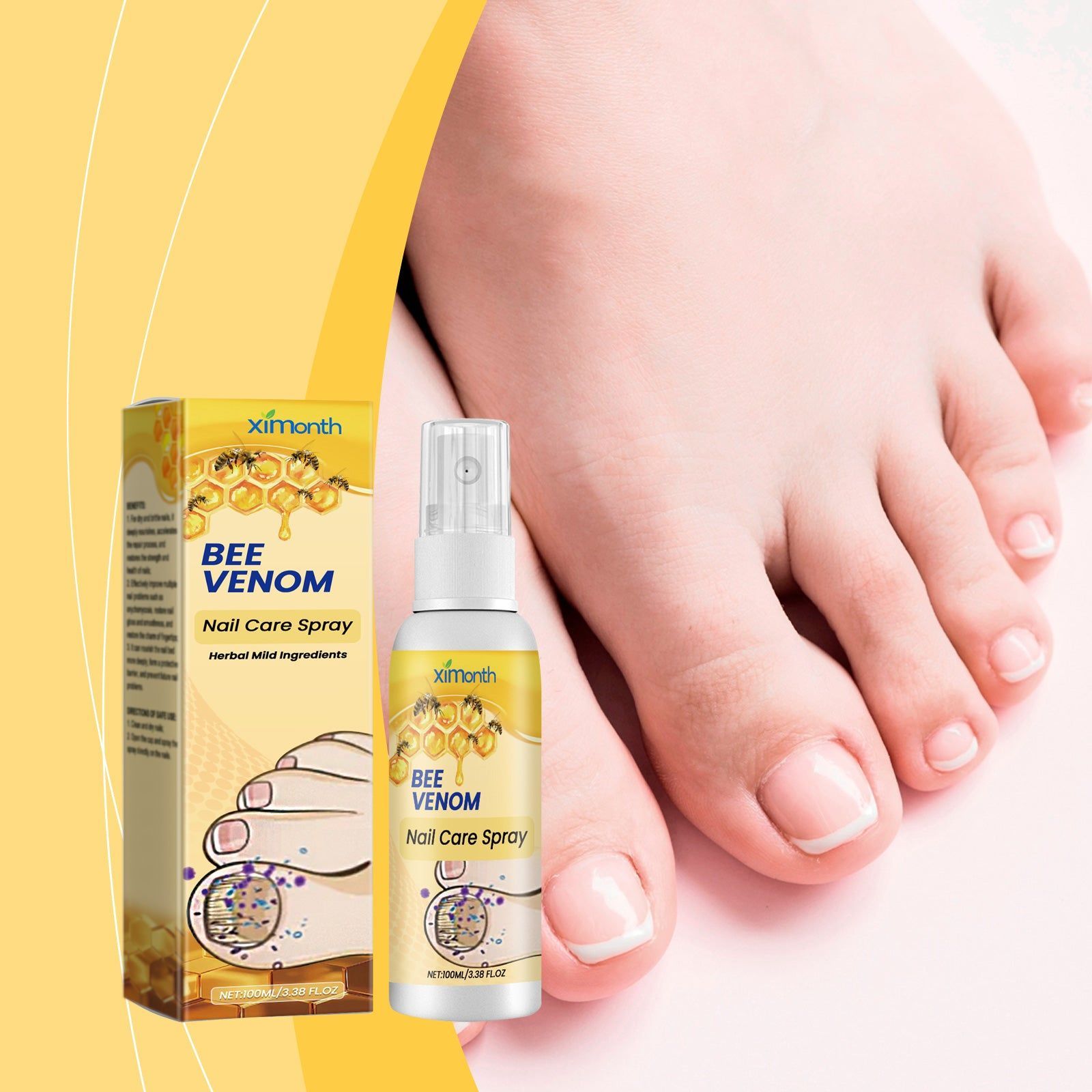 Bee Venom Nail Spray, Nourishing Foot & Nail Care, Deep Moisturizer, Repair Dry Skin ,100ml