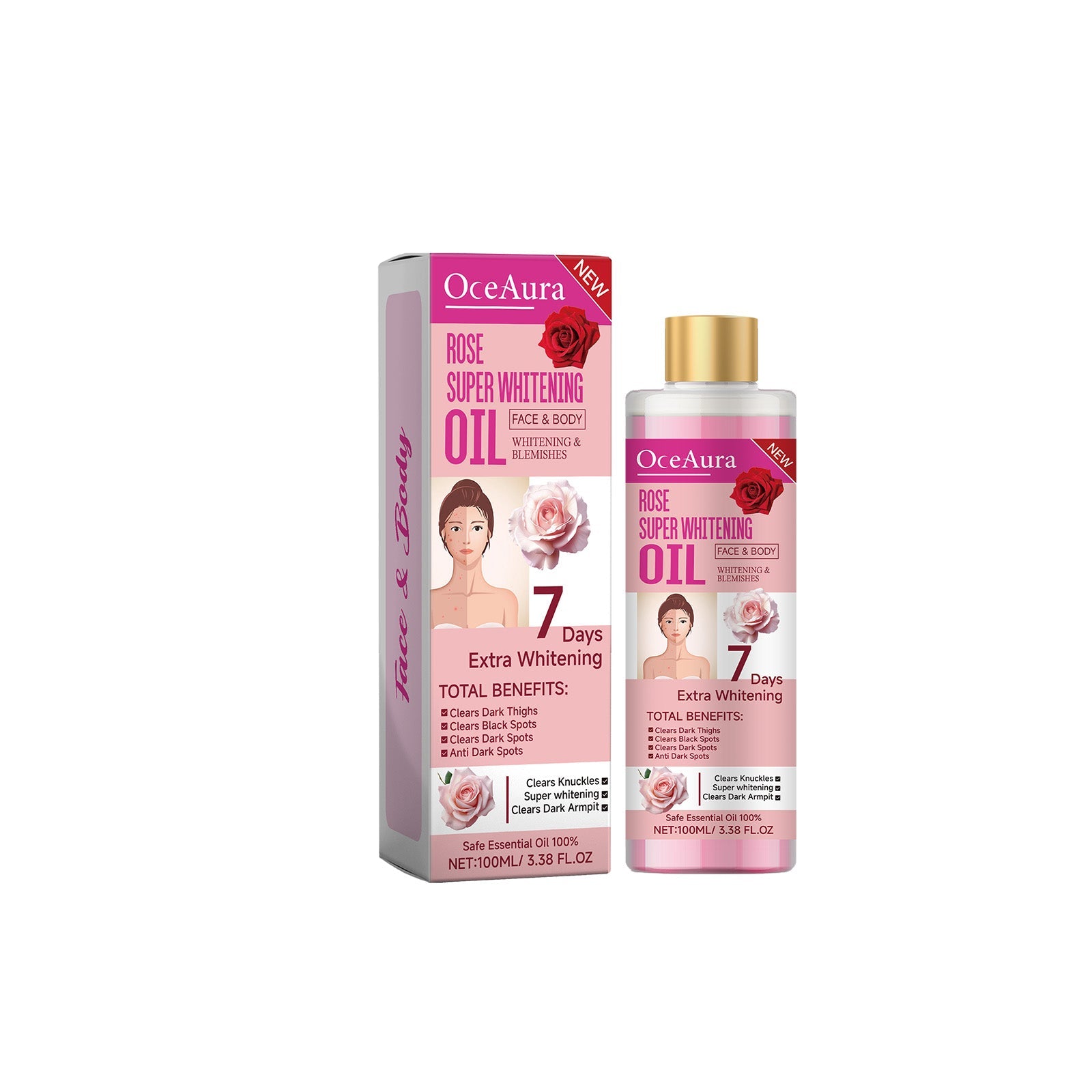 Body Essential Oil, Clear and Bright Skin, Brightening, Moisturizing, Soothing ,100ml