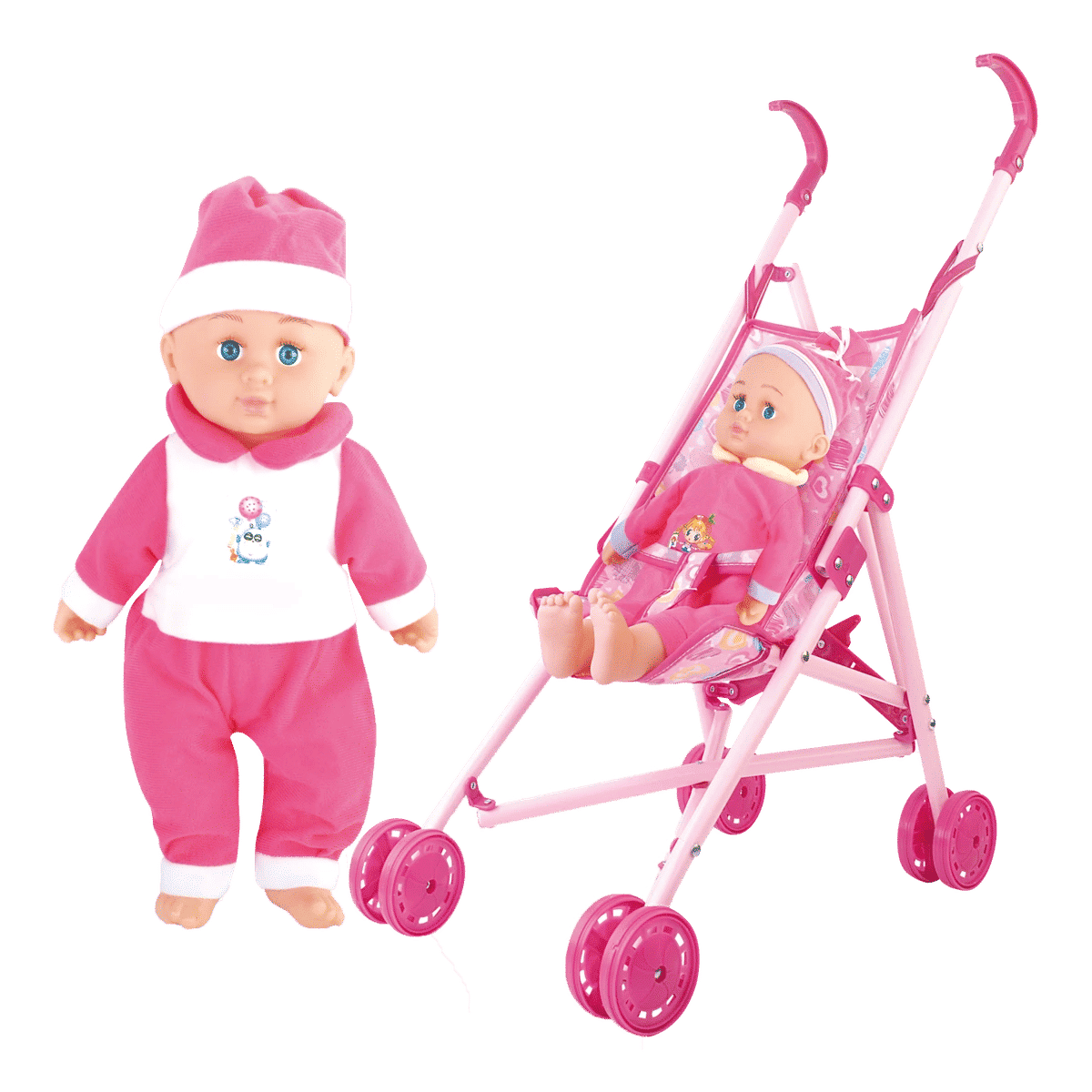 P.JOY BABY CAYLA TROLLEY W/DOLL 36CM