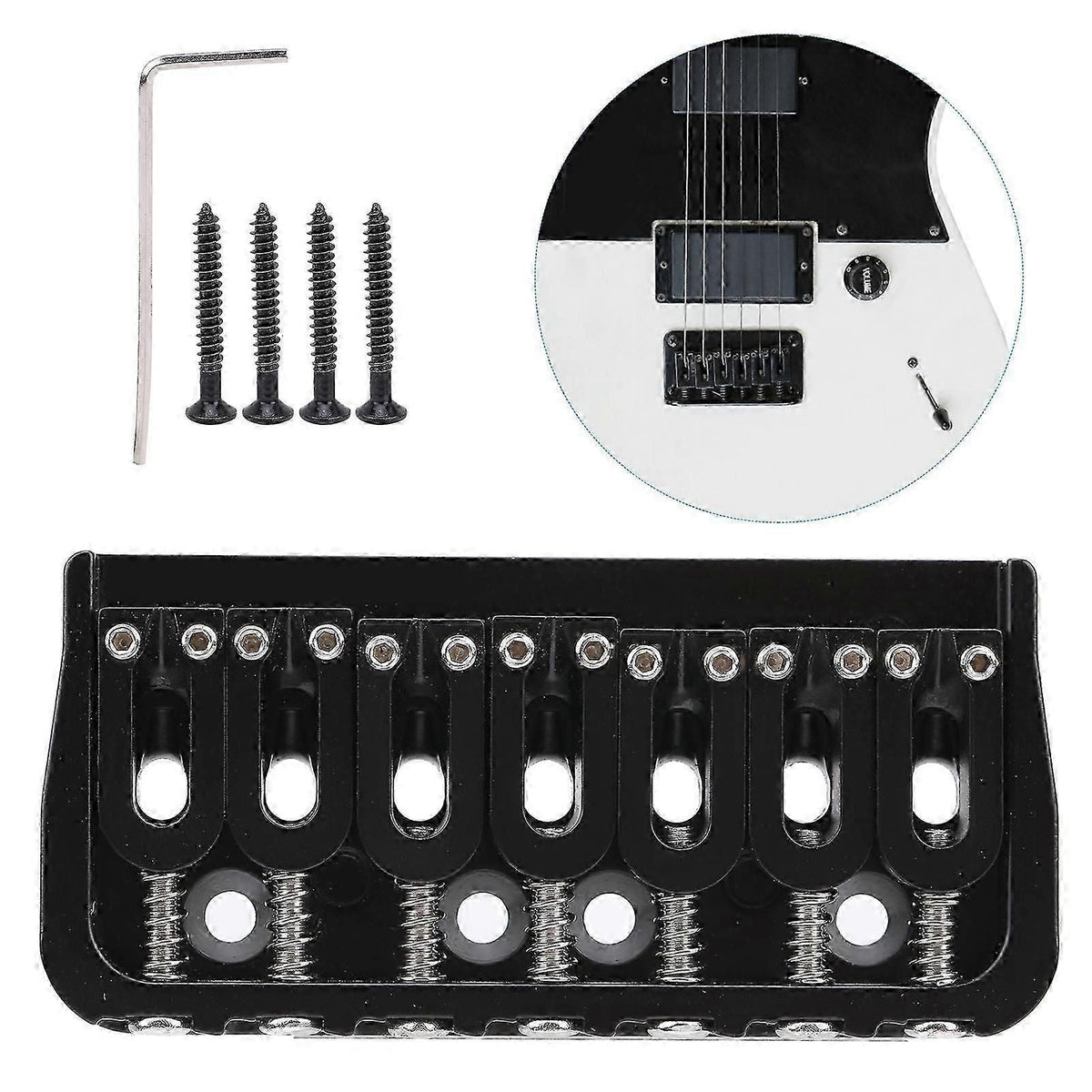 Electric Guitar Bridge 7 Strings Ga891 Fixed Musical Accessories Black Zinc Alloy
