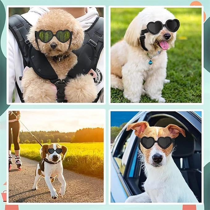Dog Goggles Dog Glasses Heart Shape Pet Sunglasses for Small Dogs Pet Supplies