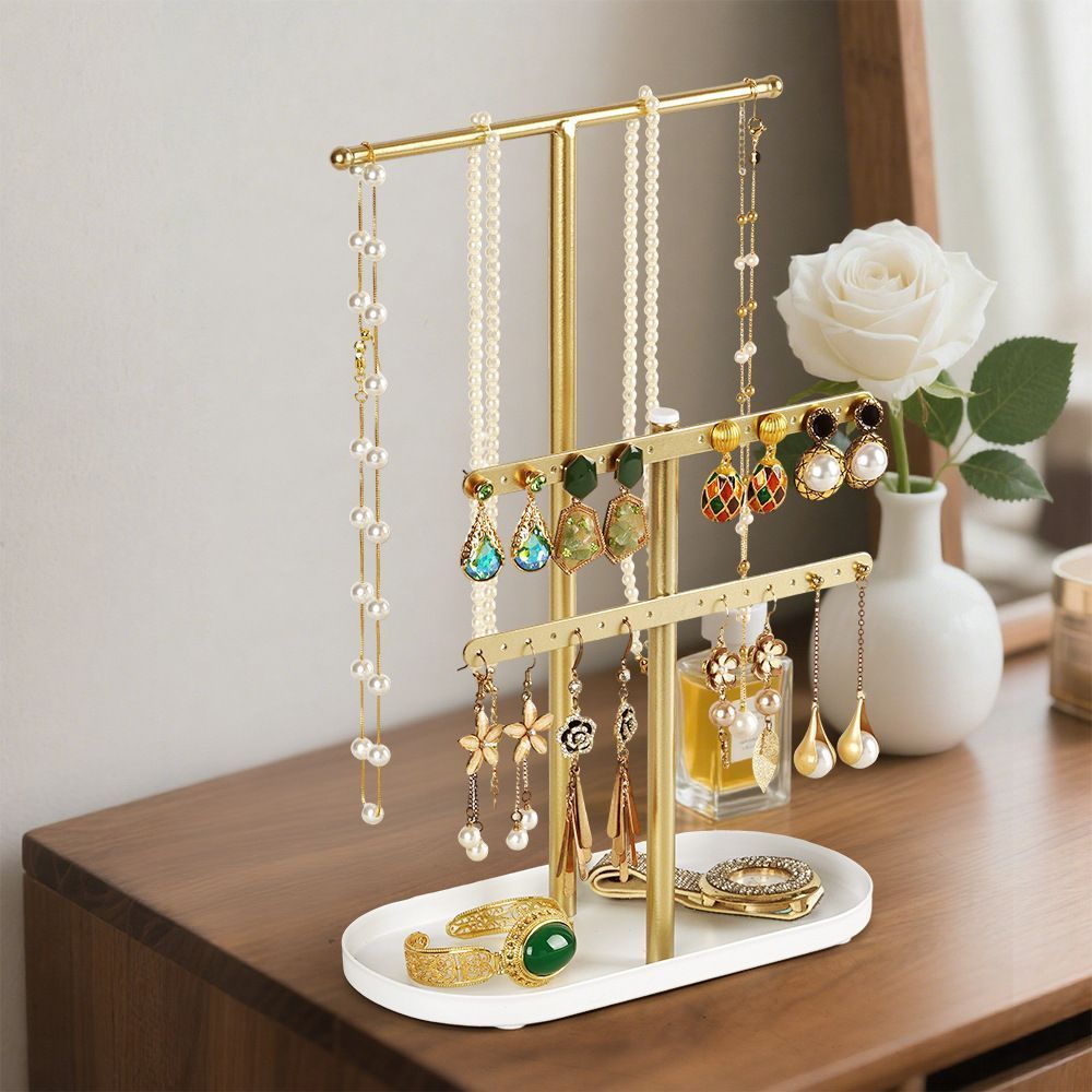 Jewelry Display Stand Jewelry Organizer 3 Tiered Decor Portable Tray