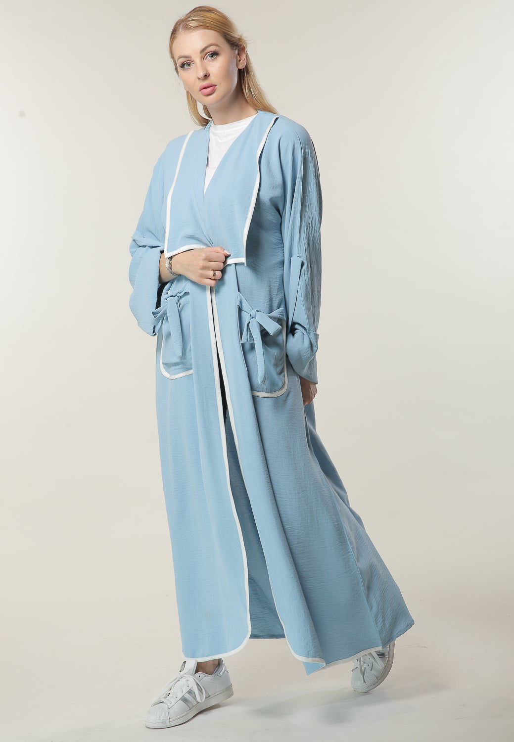 MOiSTREET Blue Casual Abaya With Pockets