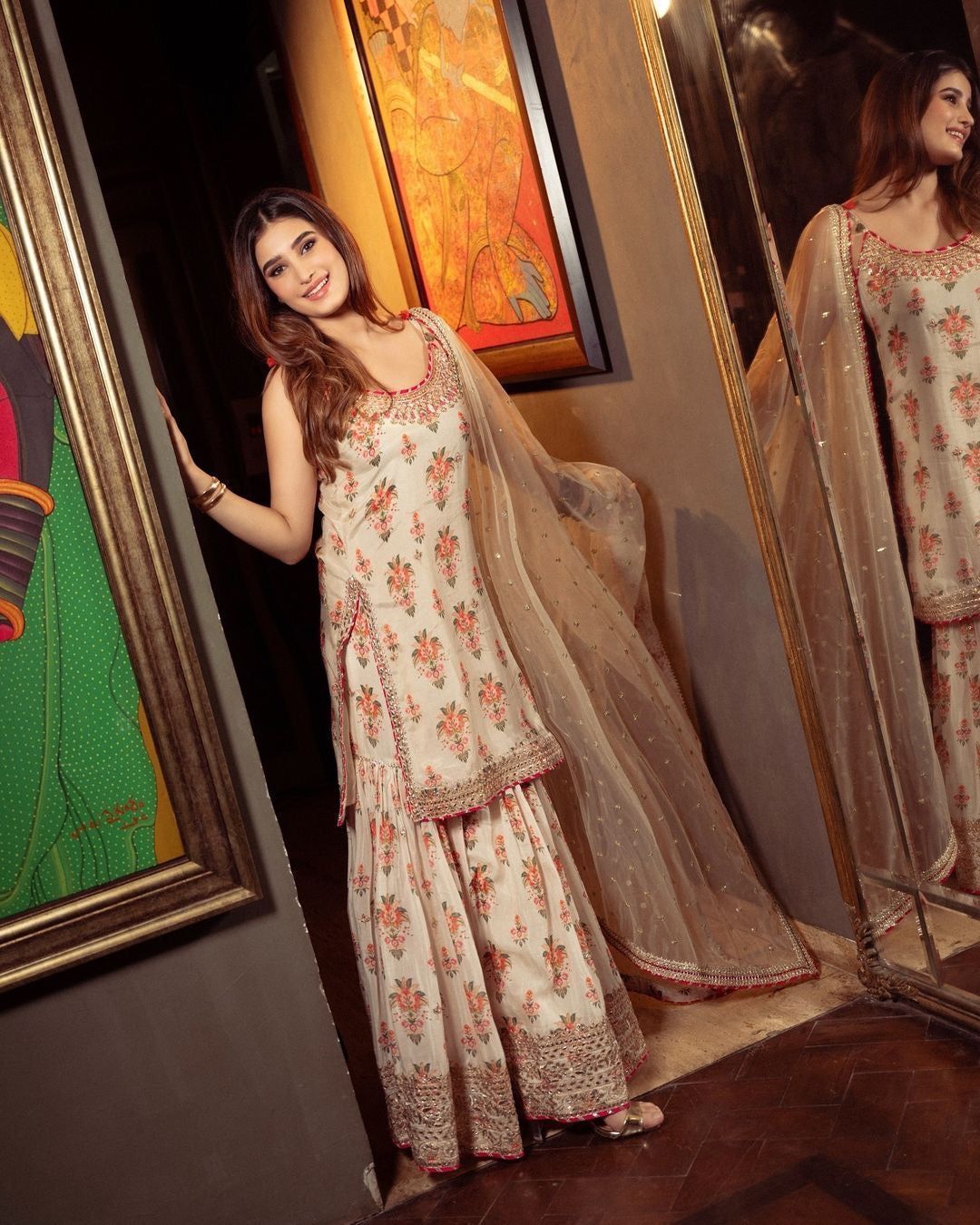 Fab Zone Beautiful Party Wear Top - Sharara With Fancy Dupatta