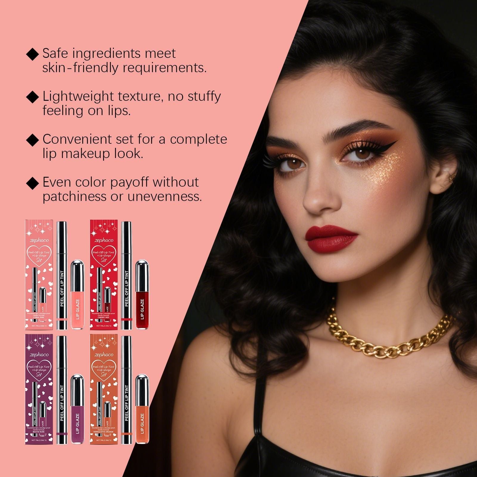 3.5ml+3.5ml Lip Liner and Lip Gloss Set with Long Lasting Color