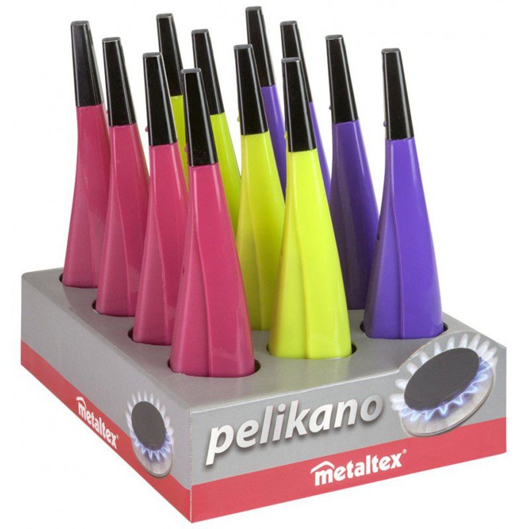 Metaltex Piezo Electric Gas Lighter, Adjustable Flame, Assorted Colors